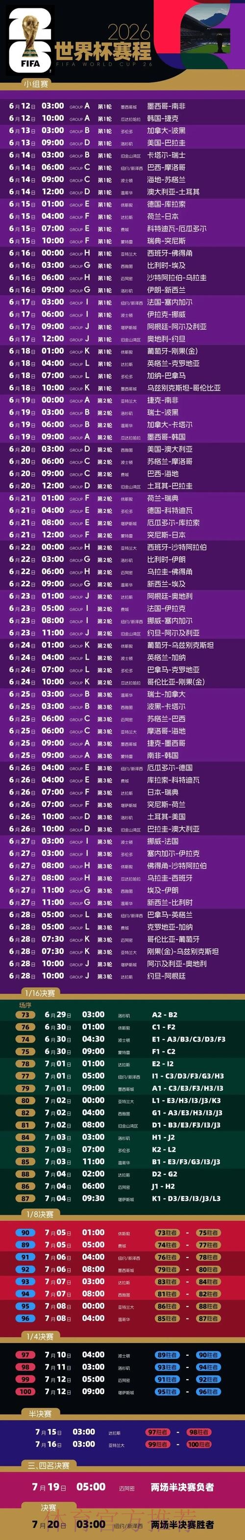 2026世界杯赛程官方发布全程直播直播平台 2026世界杯赛程官方发布全程直播直播平台